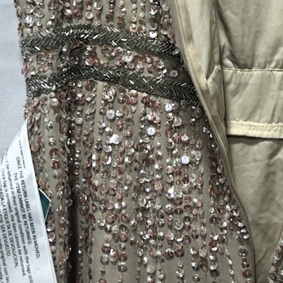 Mac Duggal Nude Sequin Beaded Midi Sheath Dress NWT Size 14 - Picture 11 of 16
